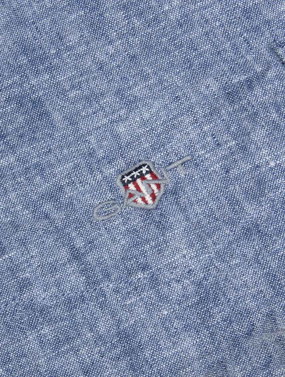 Regular Cotton Linen Short Sleeve Shirt Vintage Blue
