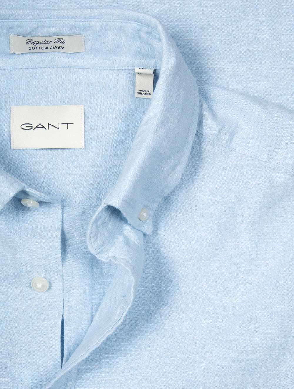 Regular Cotton Linen Short Sleeve Shirt Sky Blue