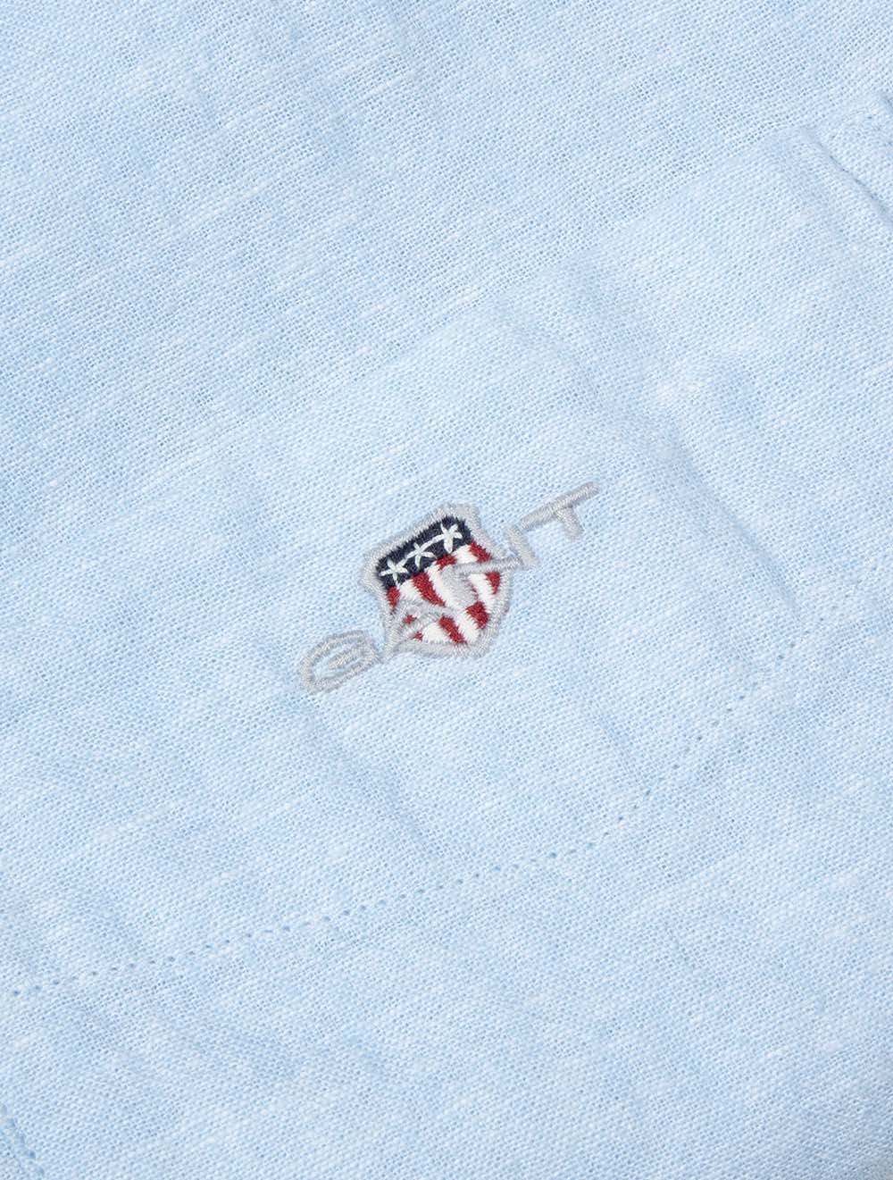 Regular Cotton Linen Short Sleeve Shirt Sky Blue