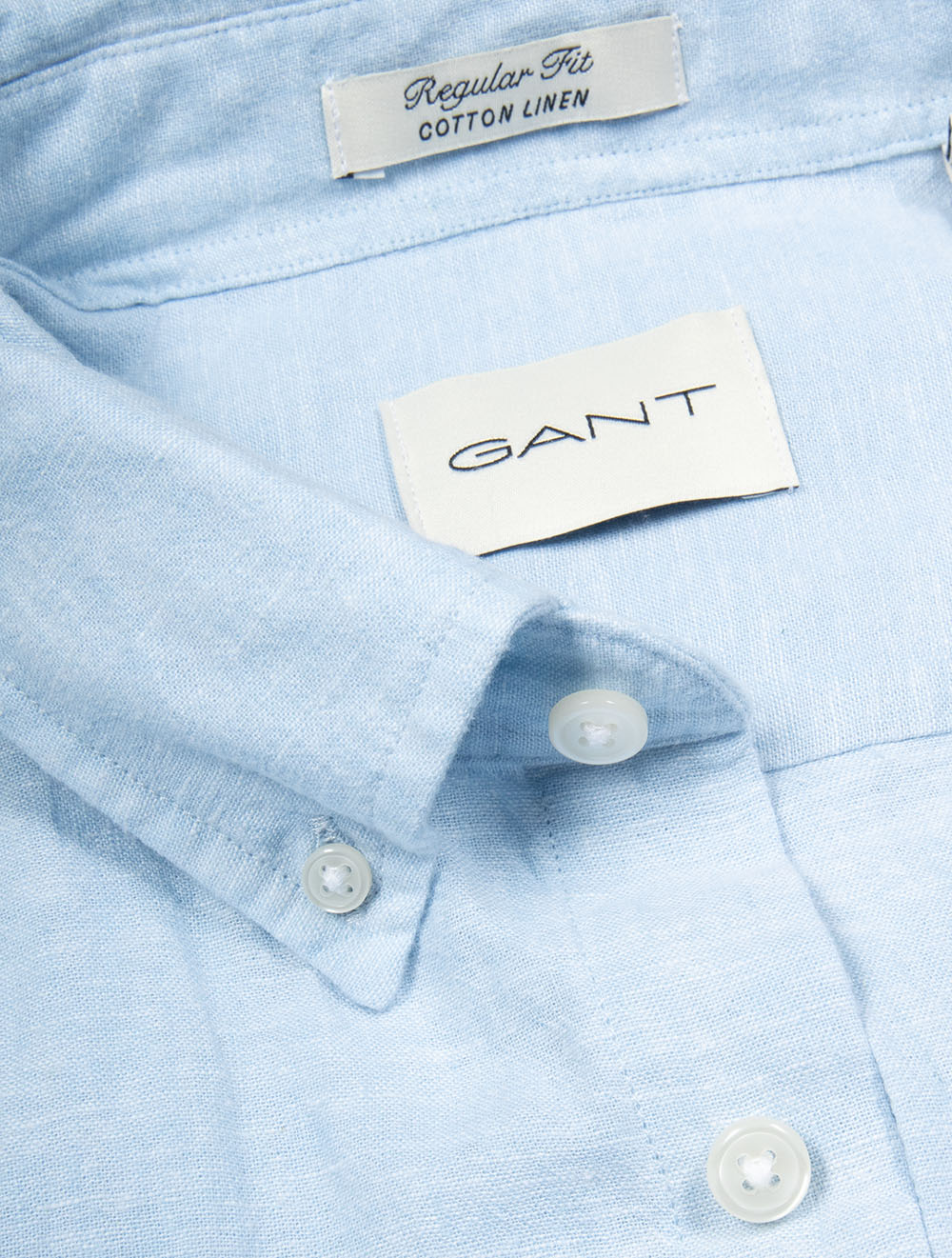 Regular Cotton Linen Short Sleeve Shirt Sky Blue