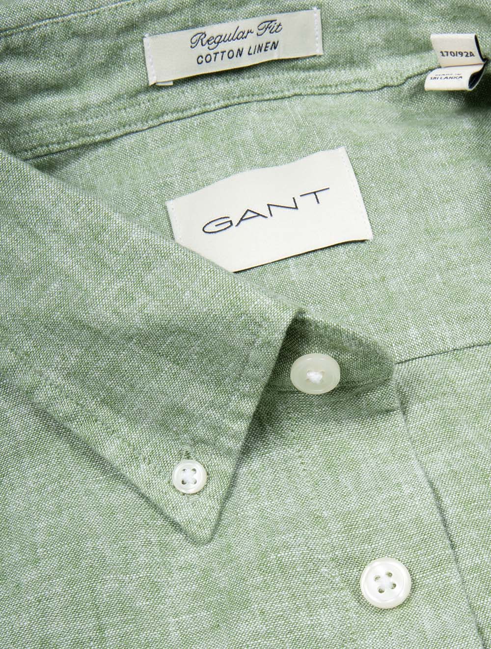 Regular Cotton Linen Short Sleeve Shirt Herb Green