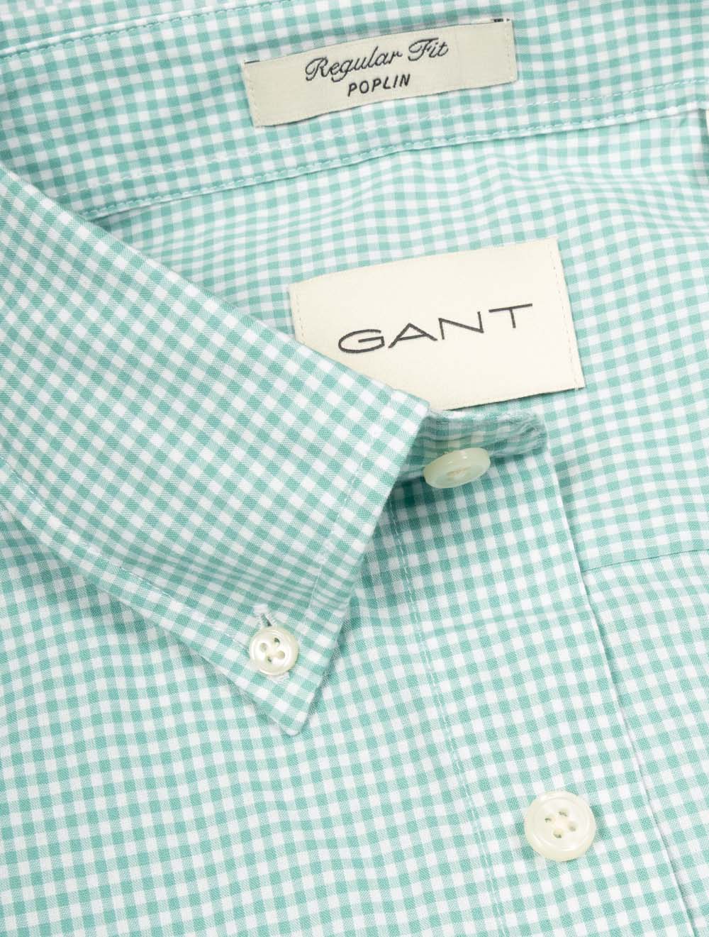 Classic Poplin Gingham Shirt Muted Turquoise