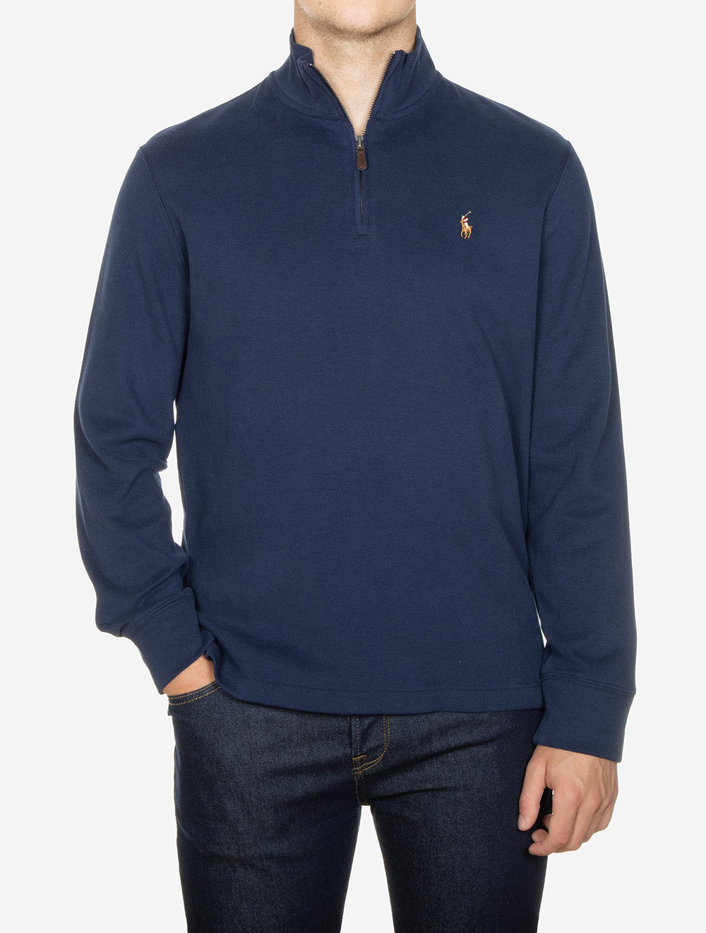 Rib Quarter Zip Pullover Navy