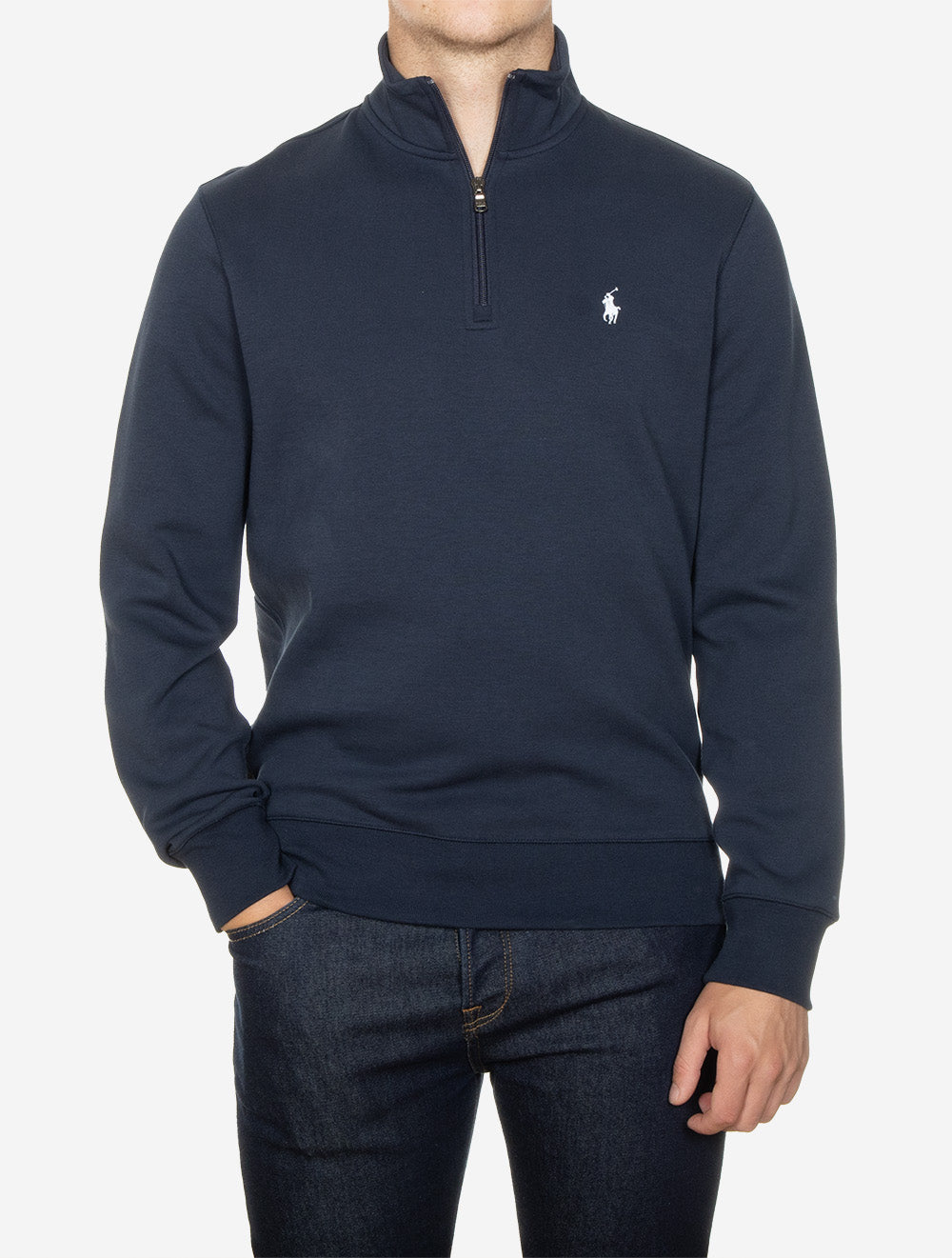 Double-Knit Quarter-Zip Pullover Navy