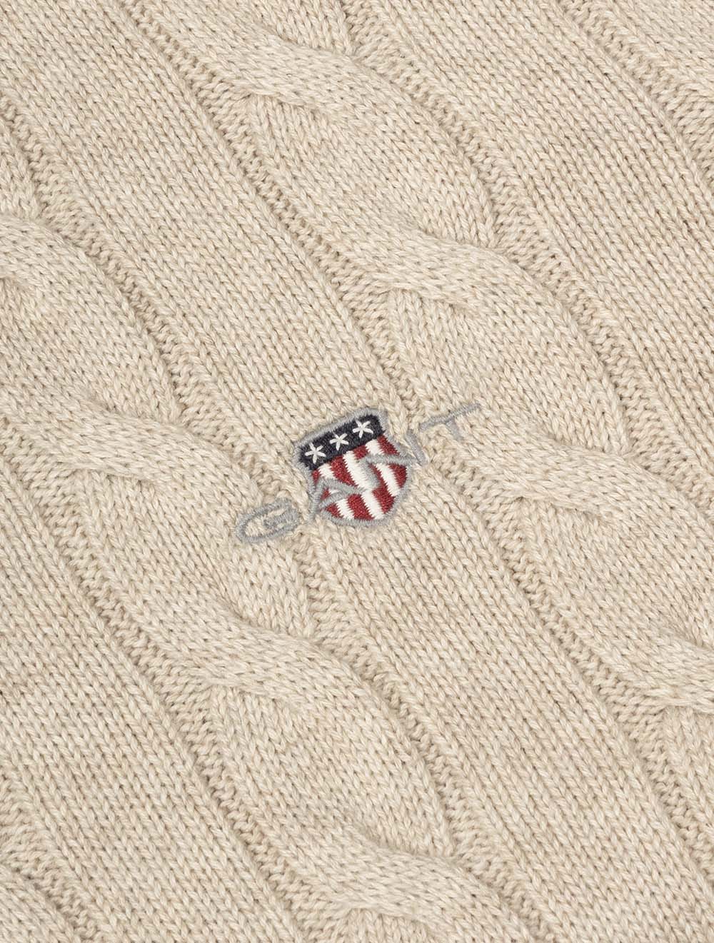 Cotton Cable Half Zip Oat Melange