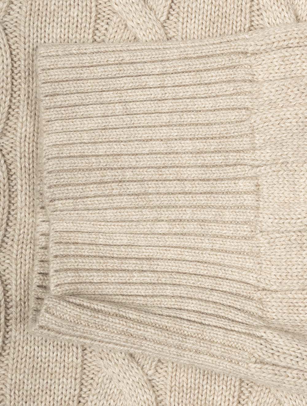 Cotton Cable Half Zip Oat Melange