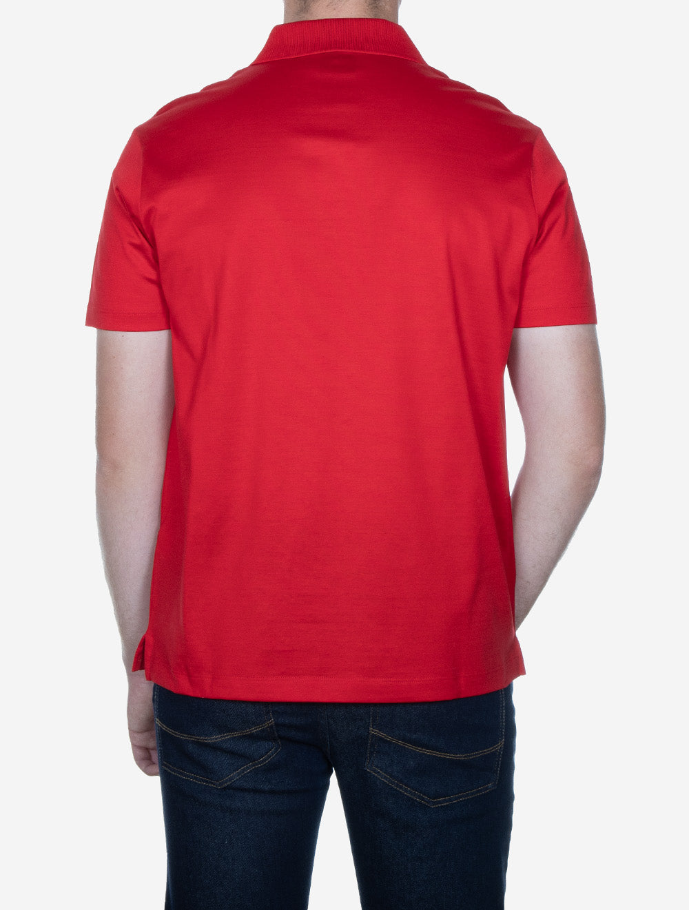 Knitted Cotton Jersey Polo Shirt Red