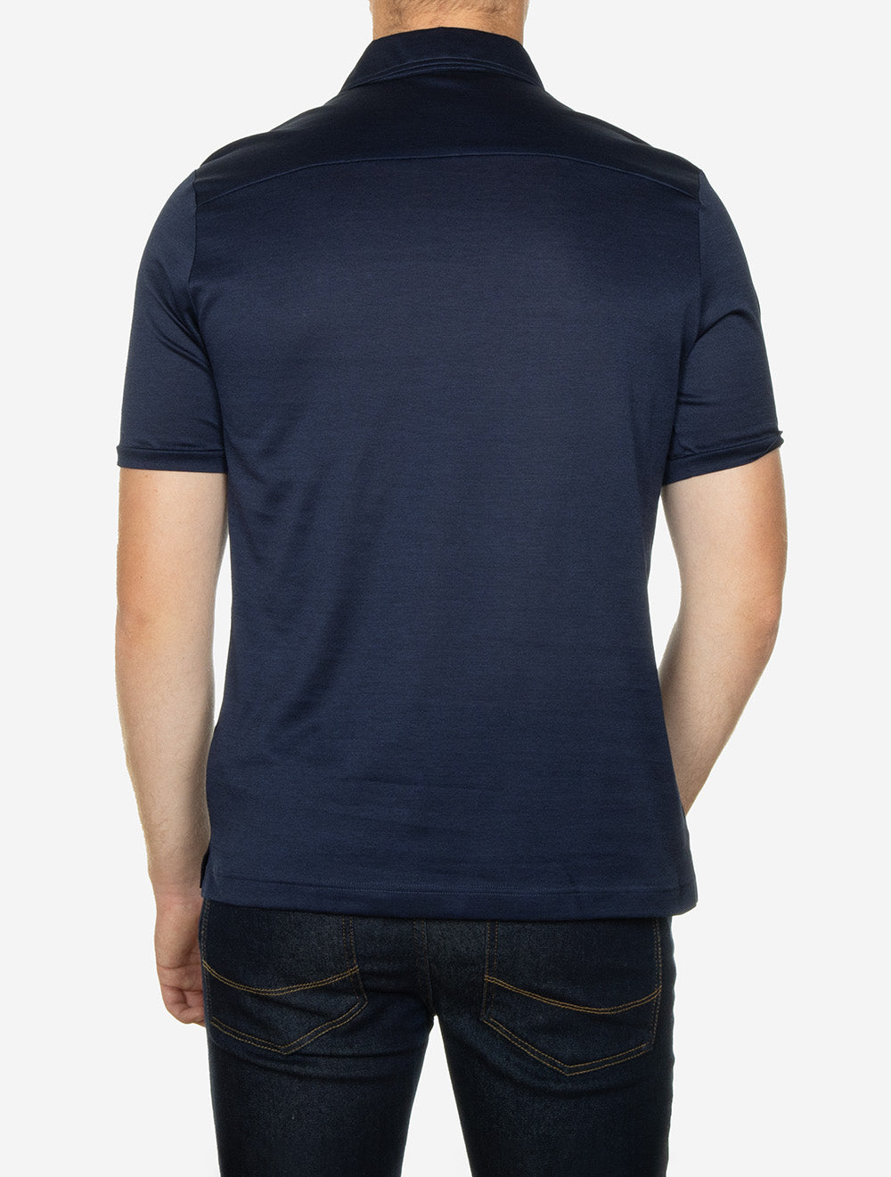 Jaquard Short Sleeve Polo Shirt Navy