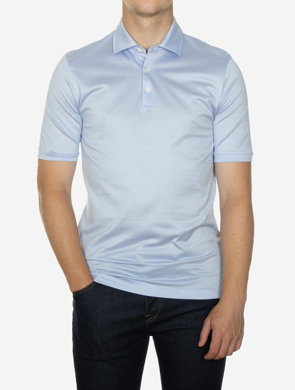 Jaquard Short Sleeve Polo Shirt Blue