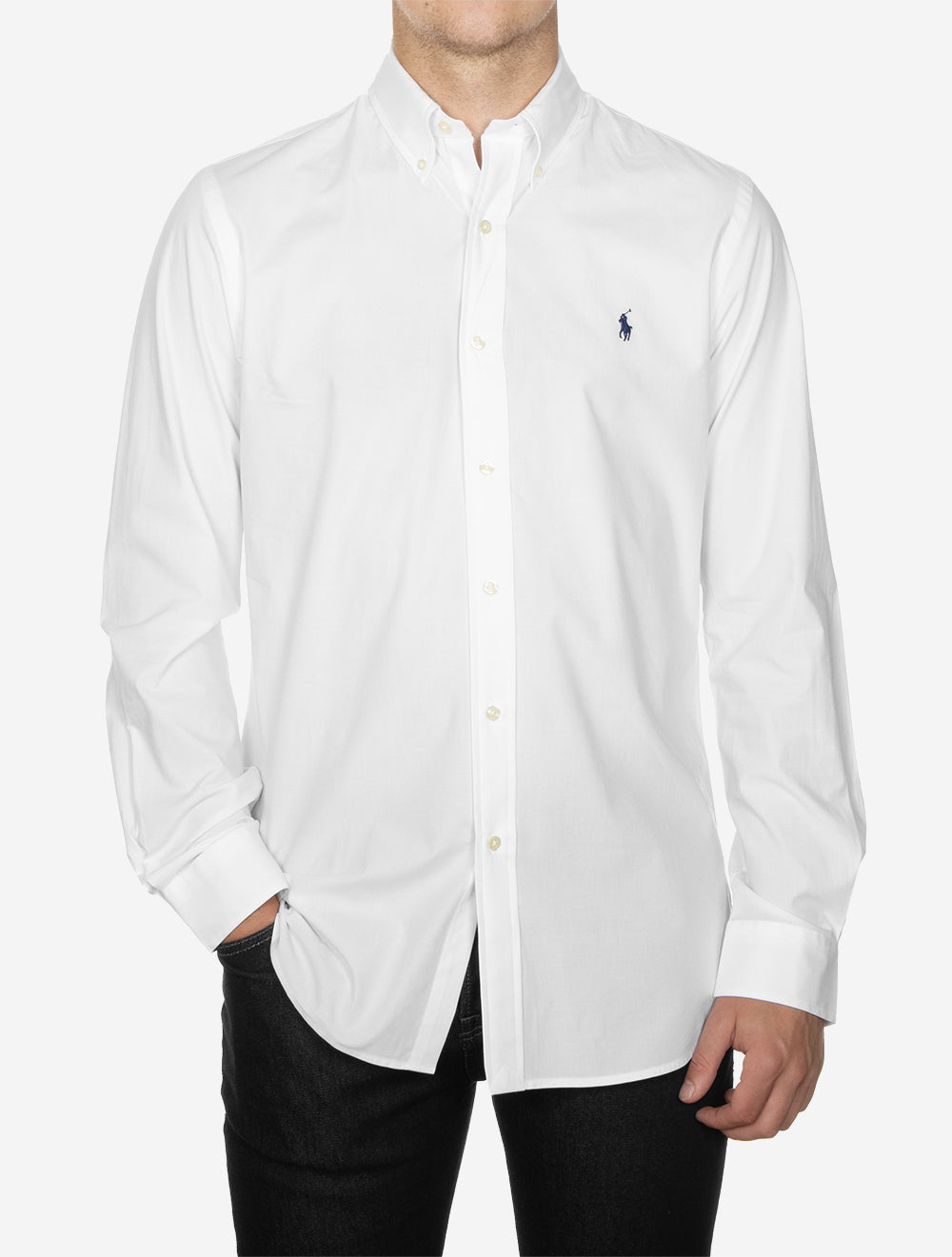 Poplin Button-down Plain Shirt White