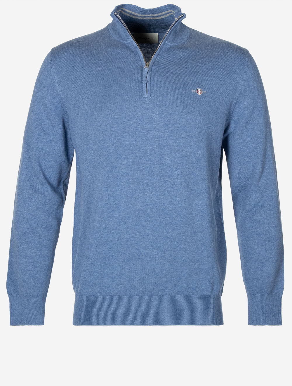 Classic Cotton Half Zip Denim Blue Melange