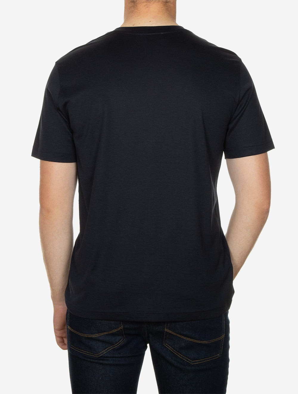T-shirt à col rond en maille interlock bleu marine