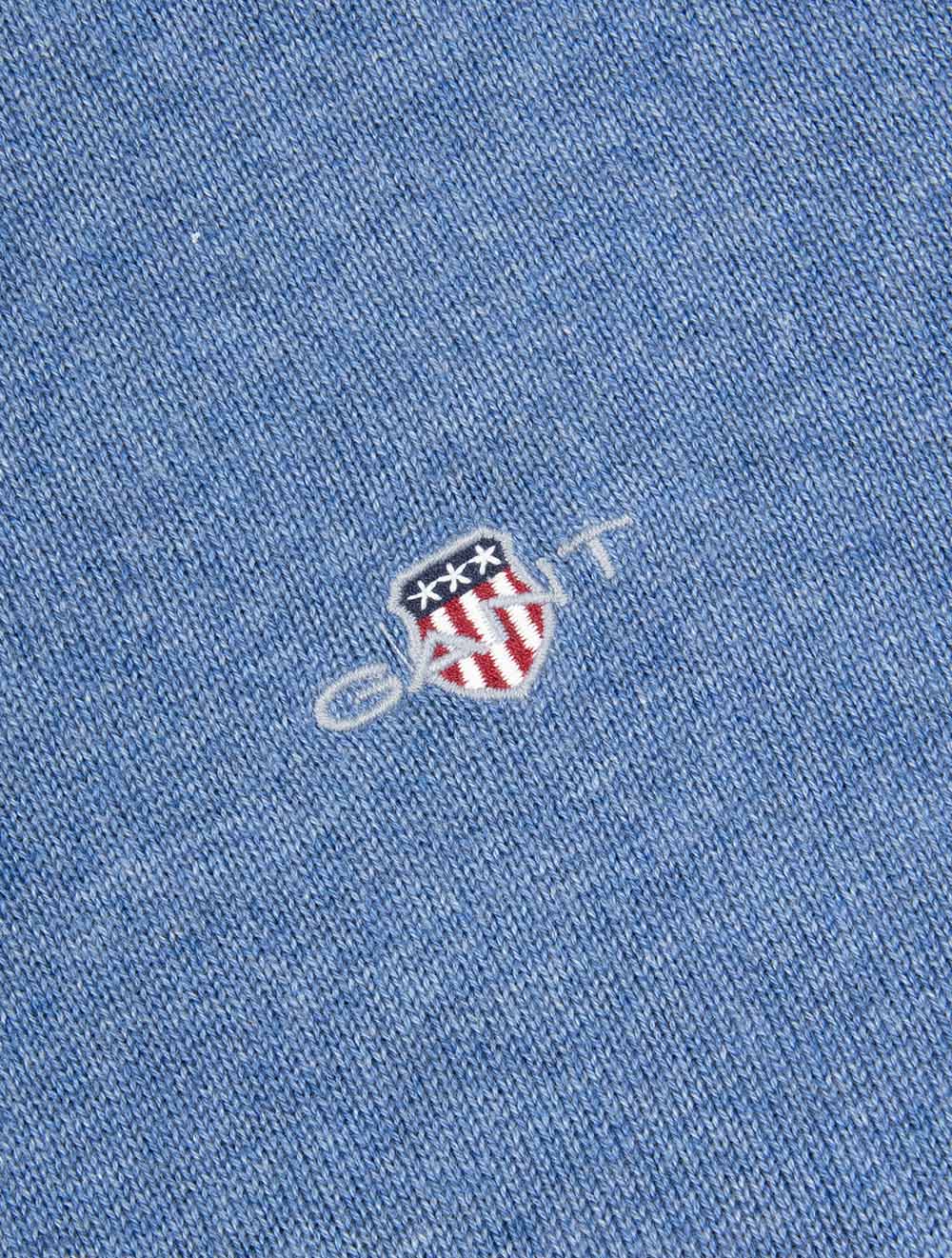 Classic Cotton Half Zip Denim Blue Melange