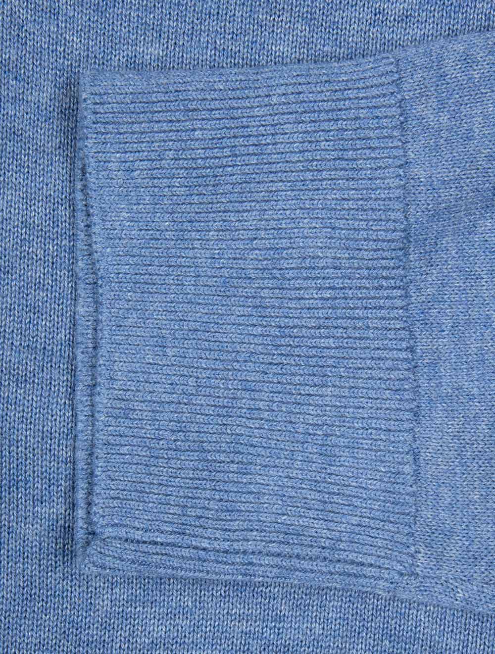 Classic Cotton Half Zip Denim Blue Melange