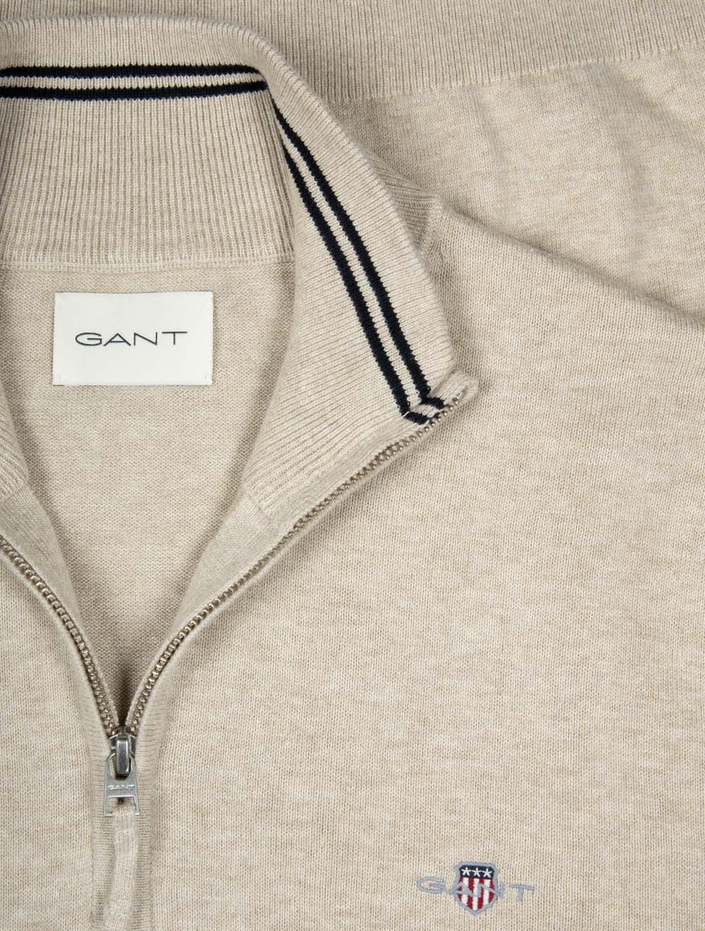 Classic Cotton Half Zip Oat Melange