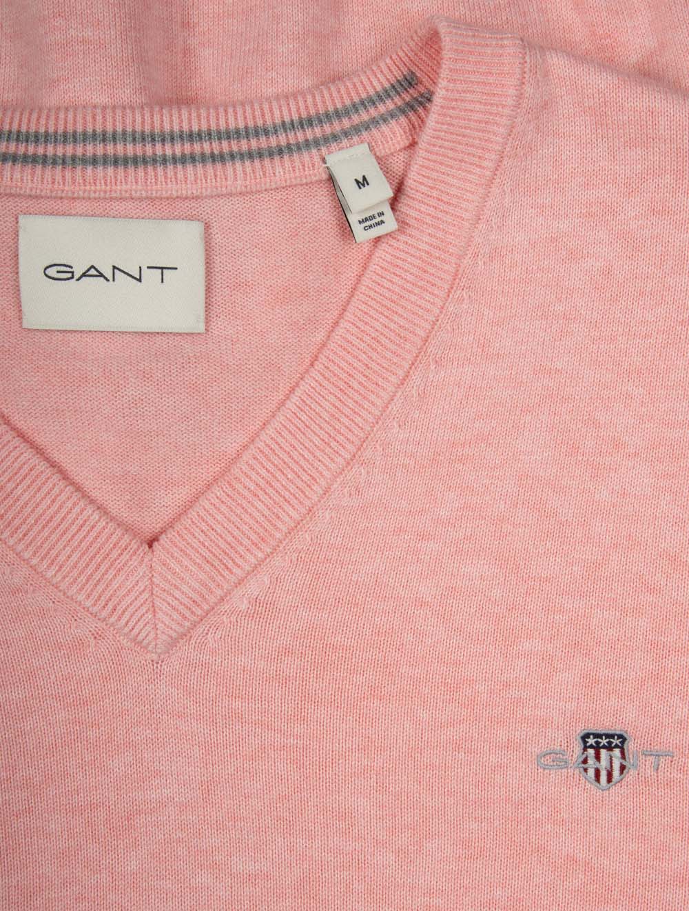 Classic Cotton V-Neck Knit California Pink Melange