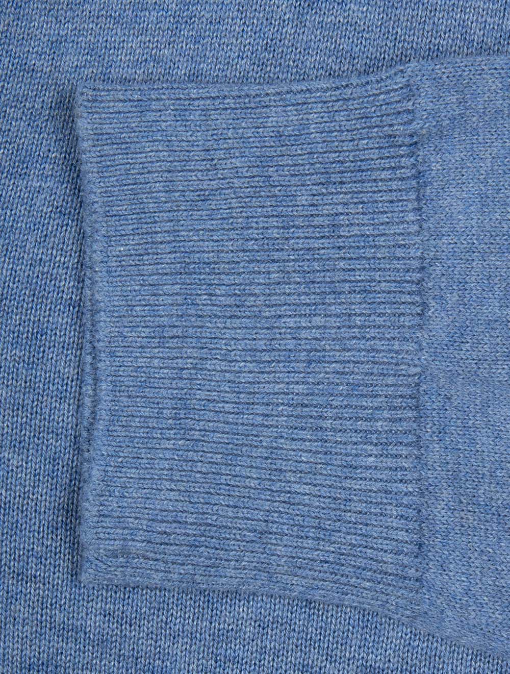 Classic Cotton V-Neck Knit Denim Blue Melange