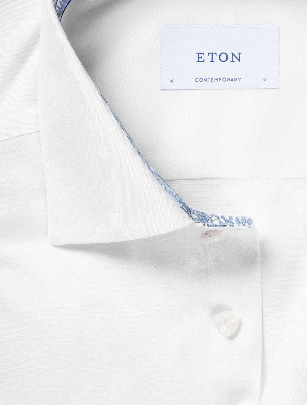 Contemporary Floral Inlay Twill Shirt White