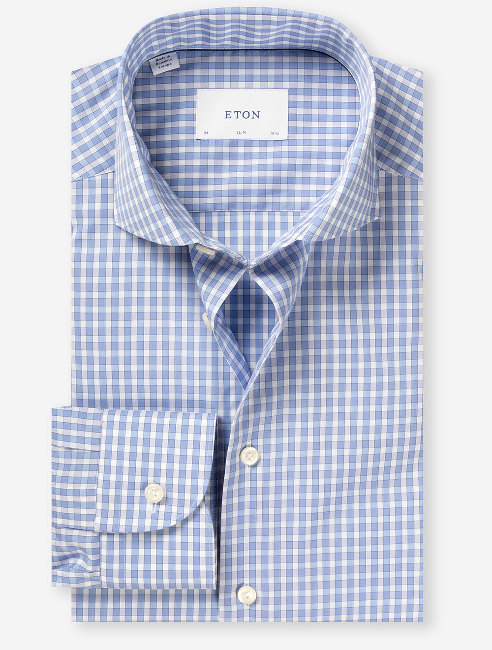Slim Check Poplin Shirt Blue