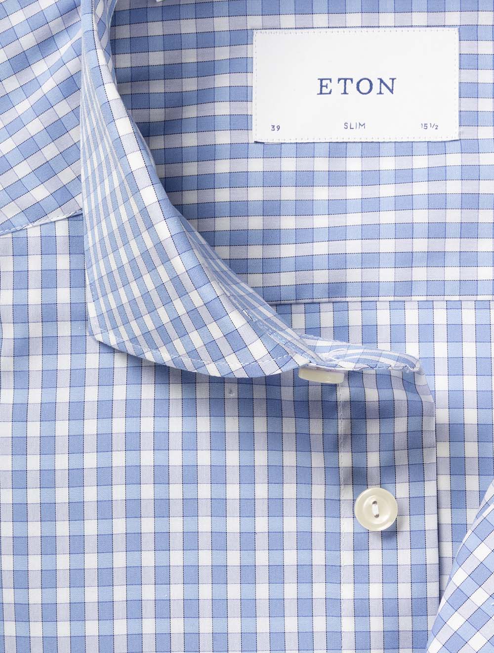 Slim Check Poplin Shirt Blue