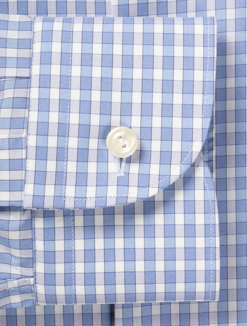 Slim Check Poplin Shirt Blue