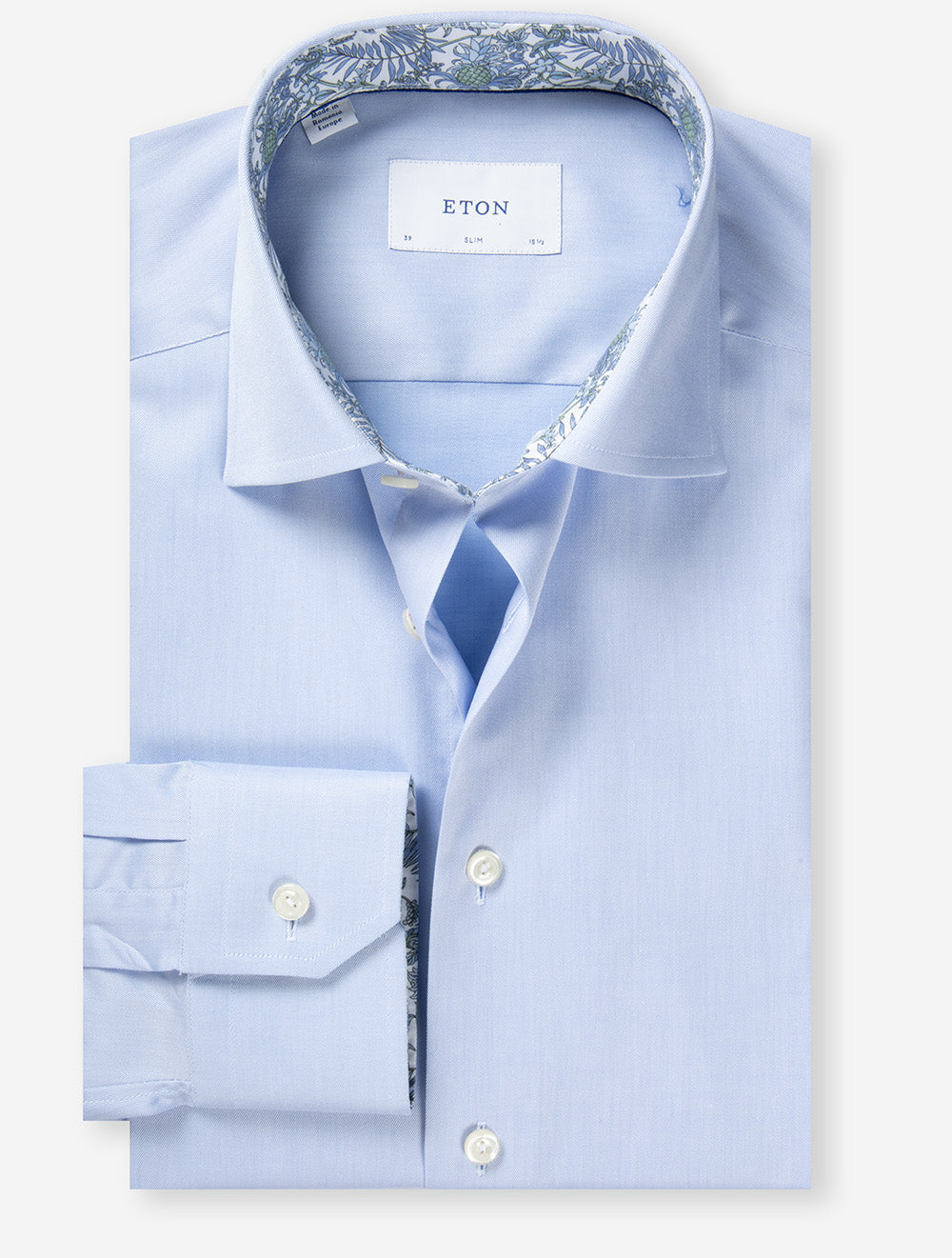 Slim Floral Inlay Twill Shirt Blue