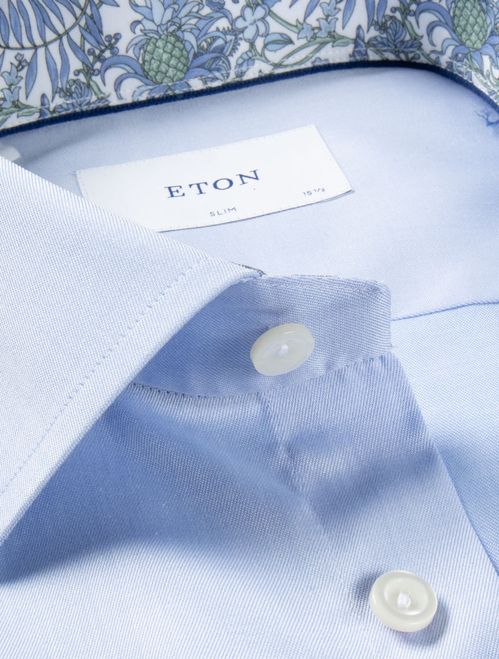 Slim Floral Inlay Twill Shirt Blue