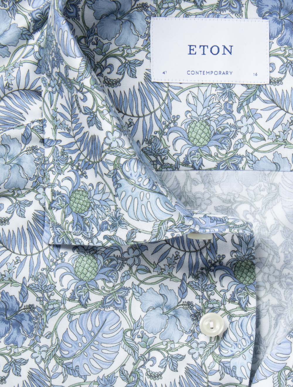 Contemporary Floral Pattern Shirt Blue