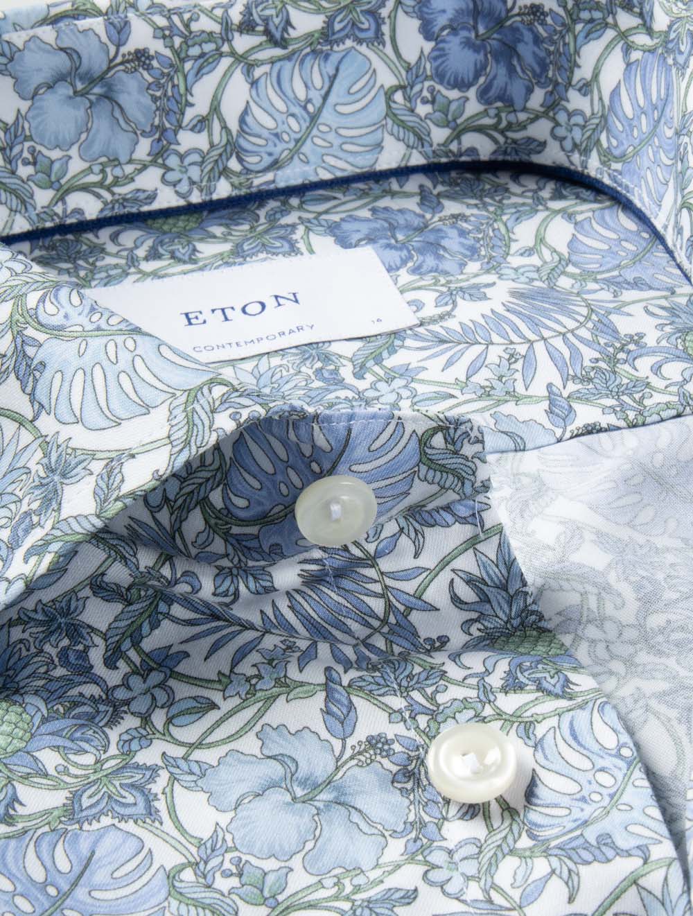 Contemporary Floral Pattern Shirt Blue