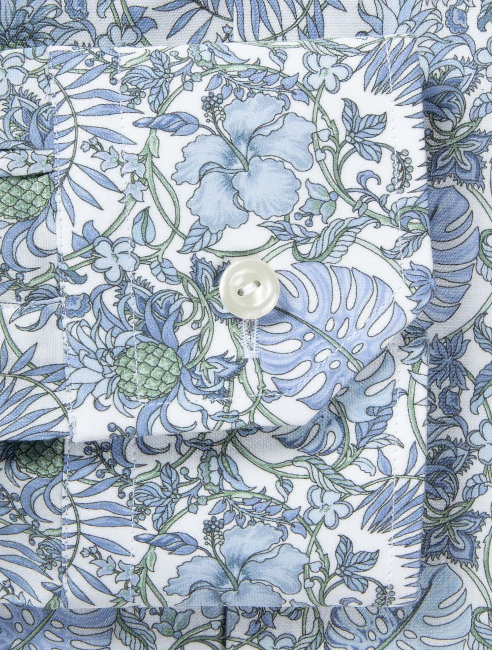 Contemporary Floral Pattern Shirt Blue