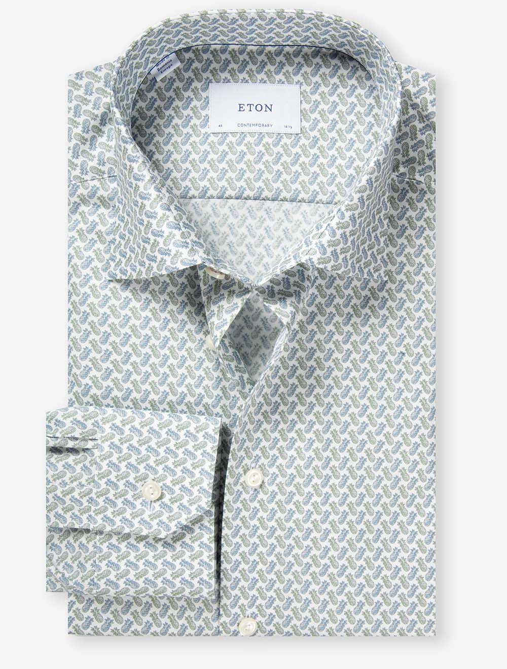 Contemporary Motif Pattern Shirt Green