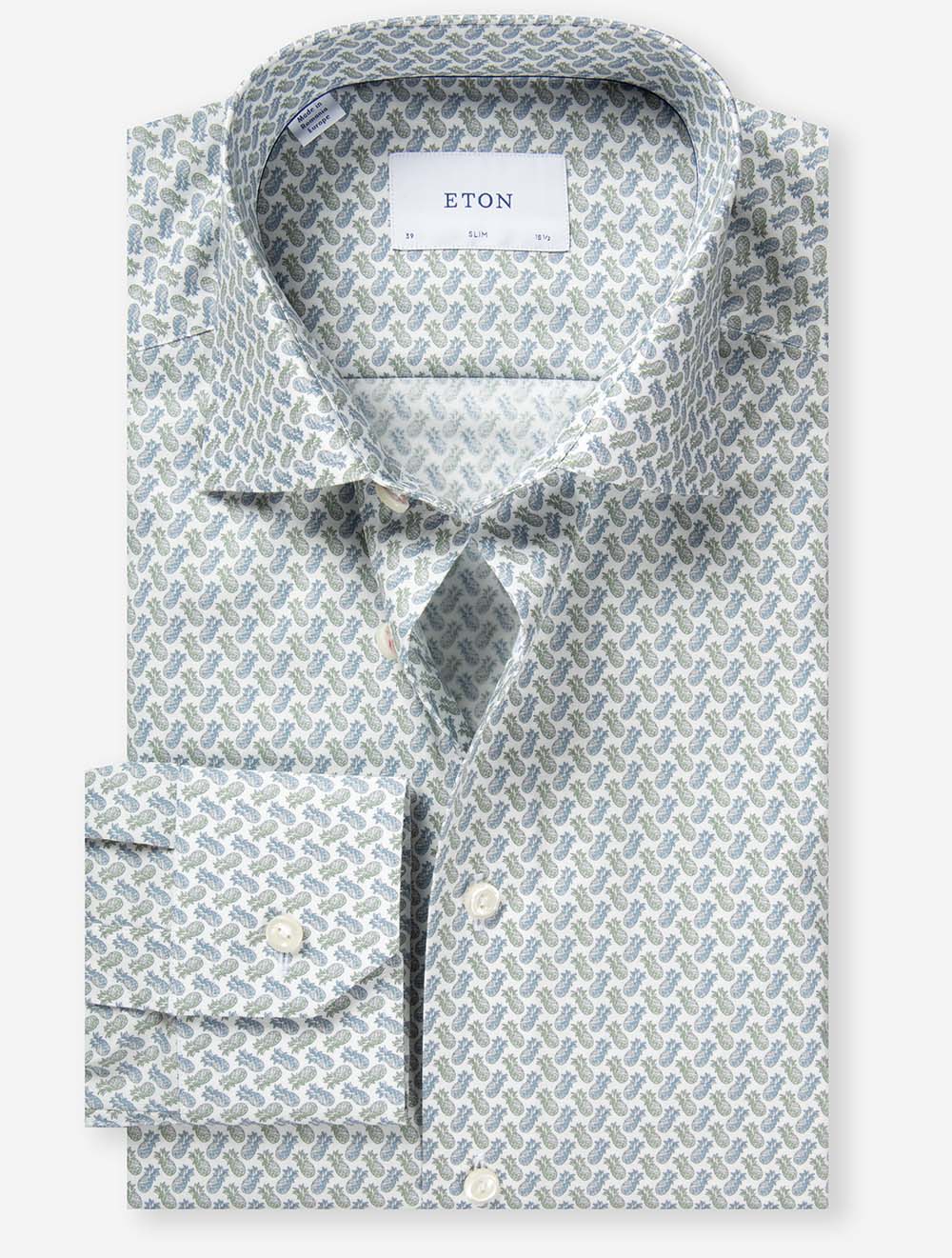 Slim Motif Pattern Shirt Green