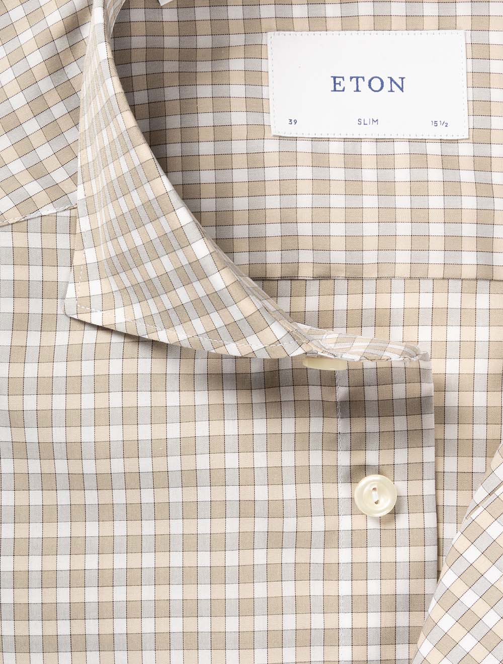 Slim Check Poplin Shirt Brown