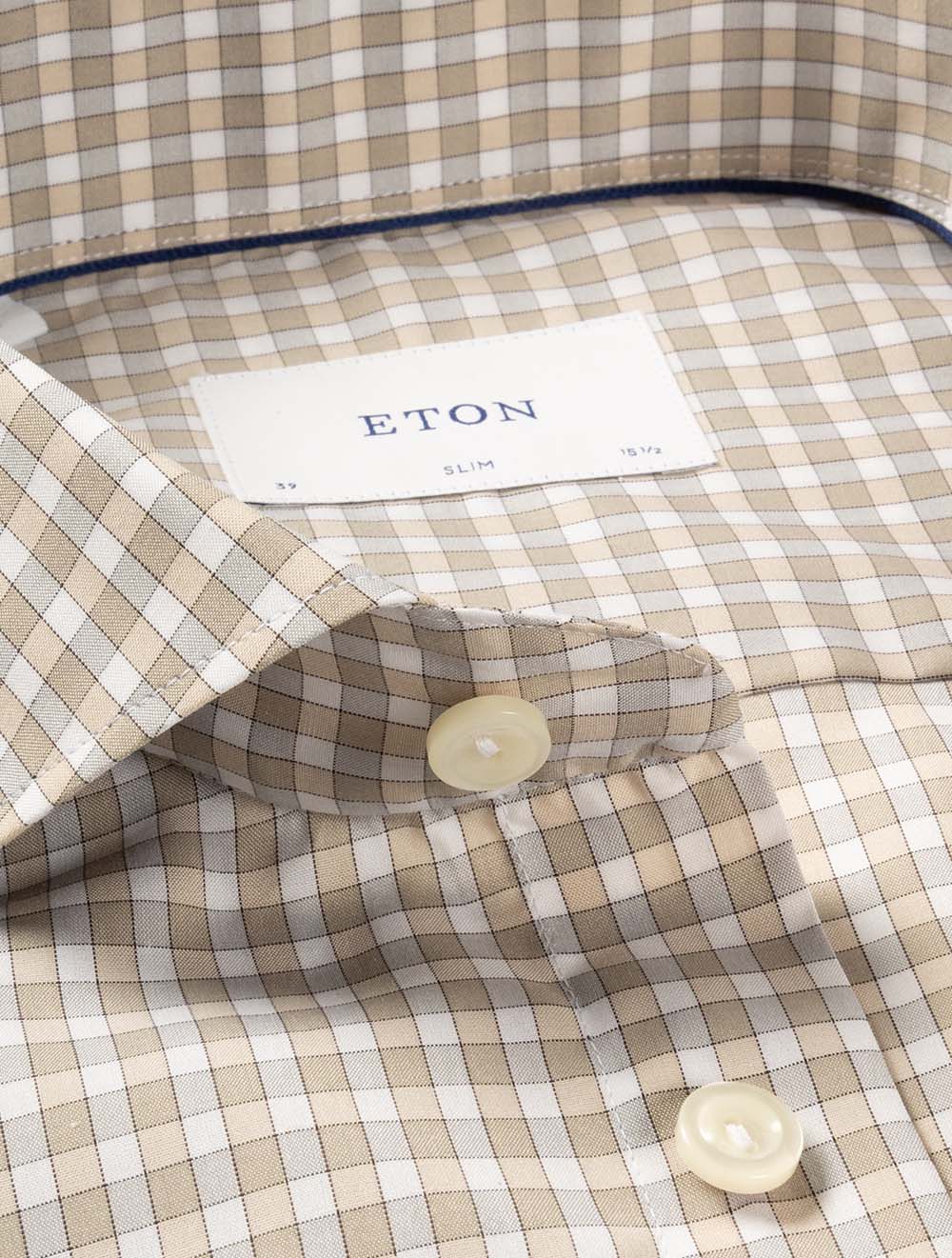 Slim Check Poplin Shirt Brown