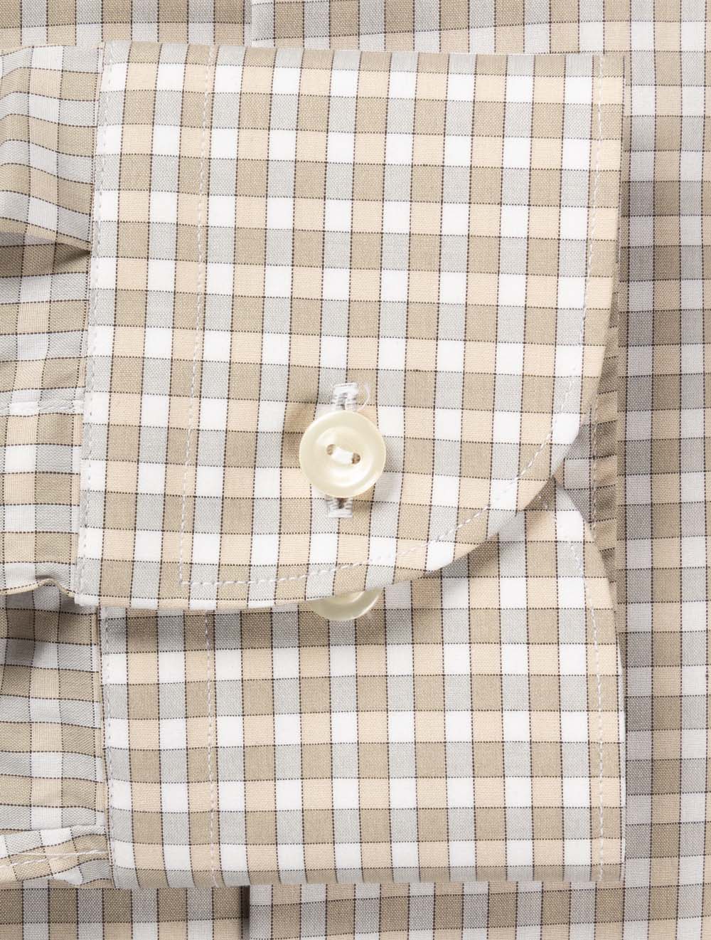Slim Check Poplin Shirt Brown