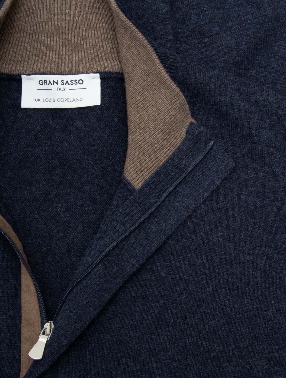 Wool And Cashmere Half Zip Navy
