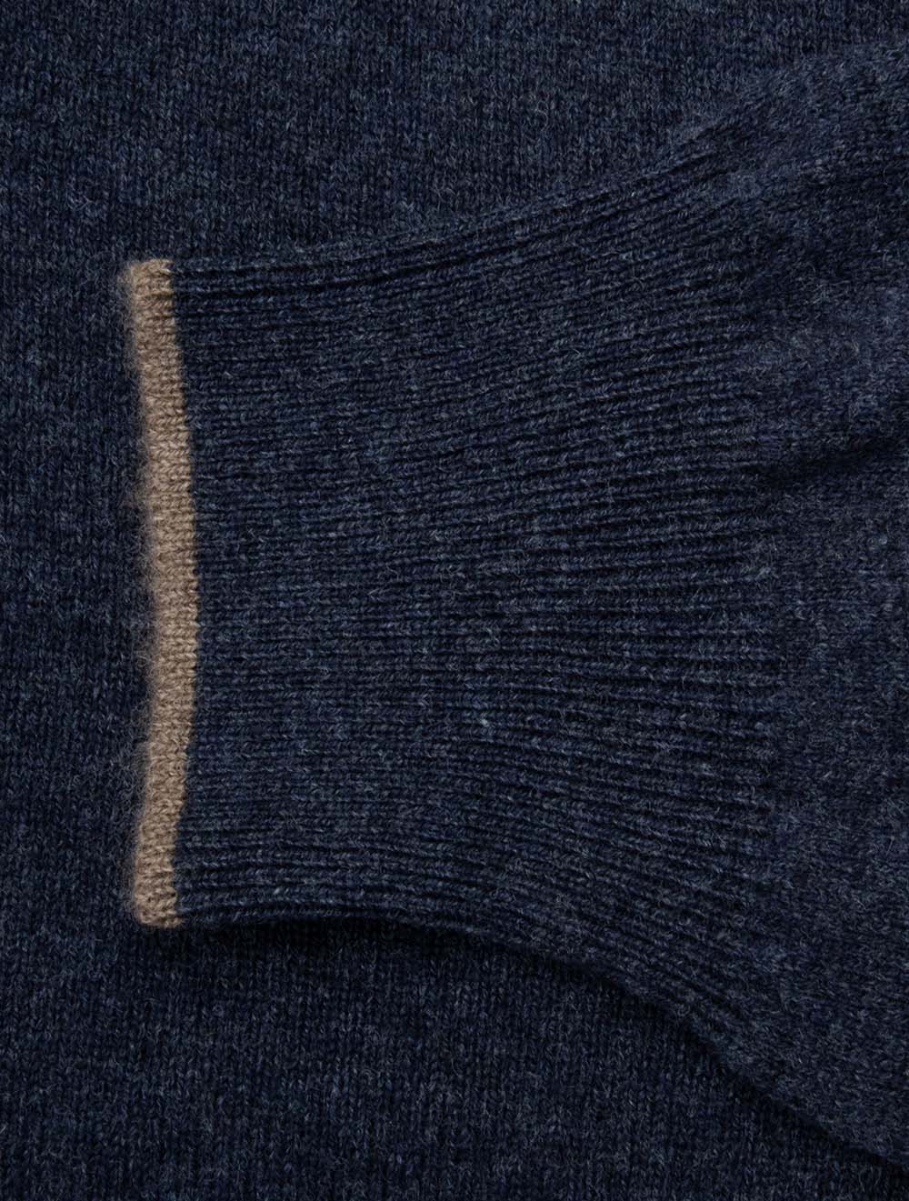 Wool And Cashmere Half Zip Navy