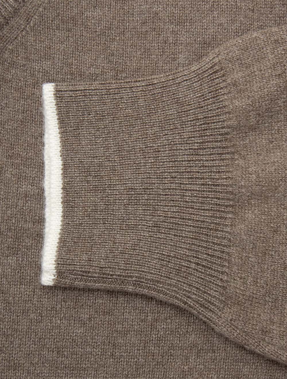 Wool And Cashmere Half Zip Brown