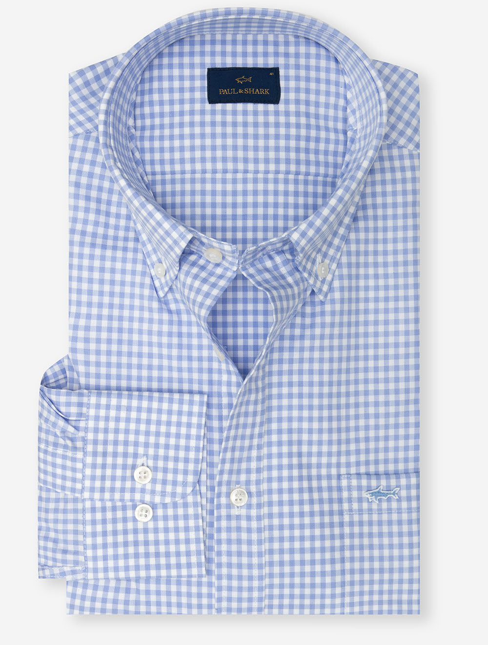 Buttondown Gingham Check Cotton Shirt Blue