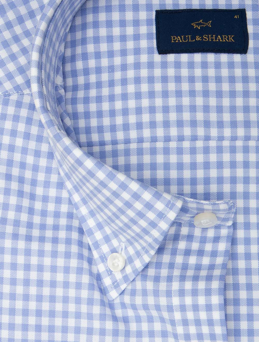 Buttondown Gingham Check Cotton Shirt Blue