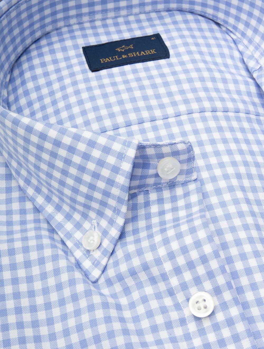 Buttondown Gingham Check Cotton Shirt Blue