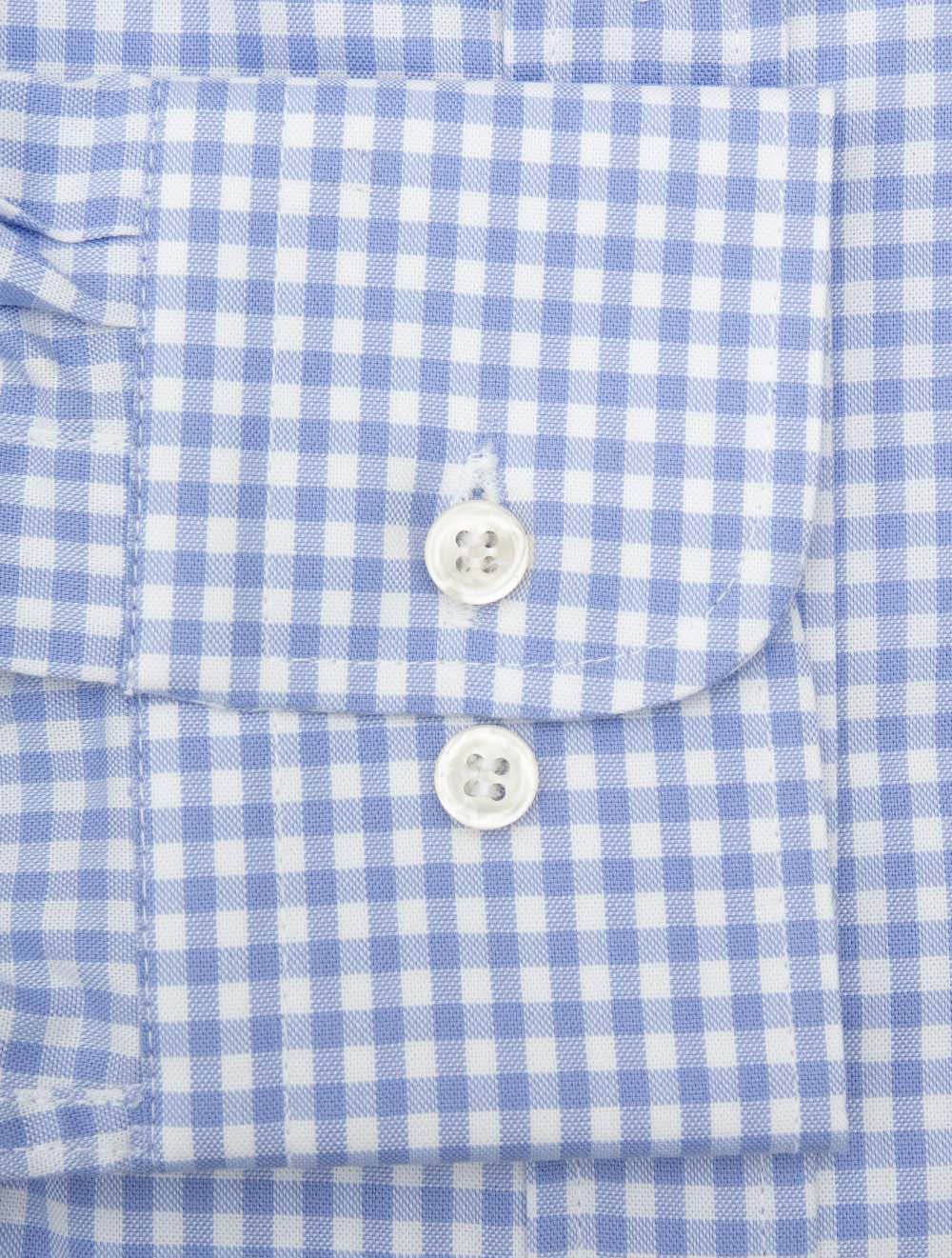 Buttondown Gingham Check Cotton Shirt Blue