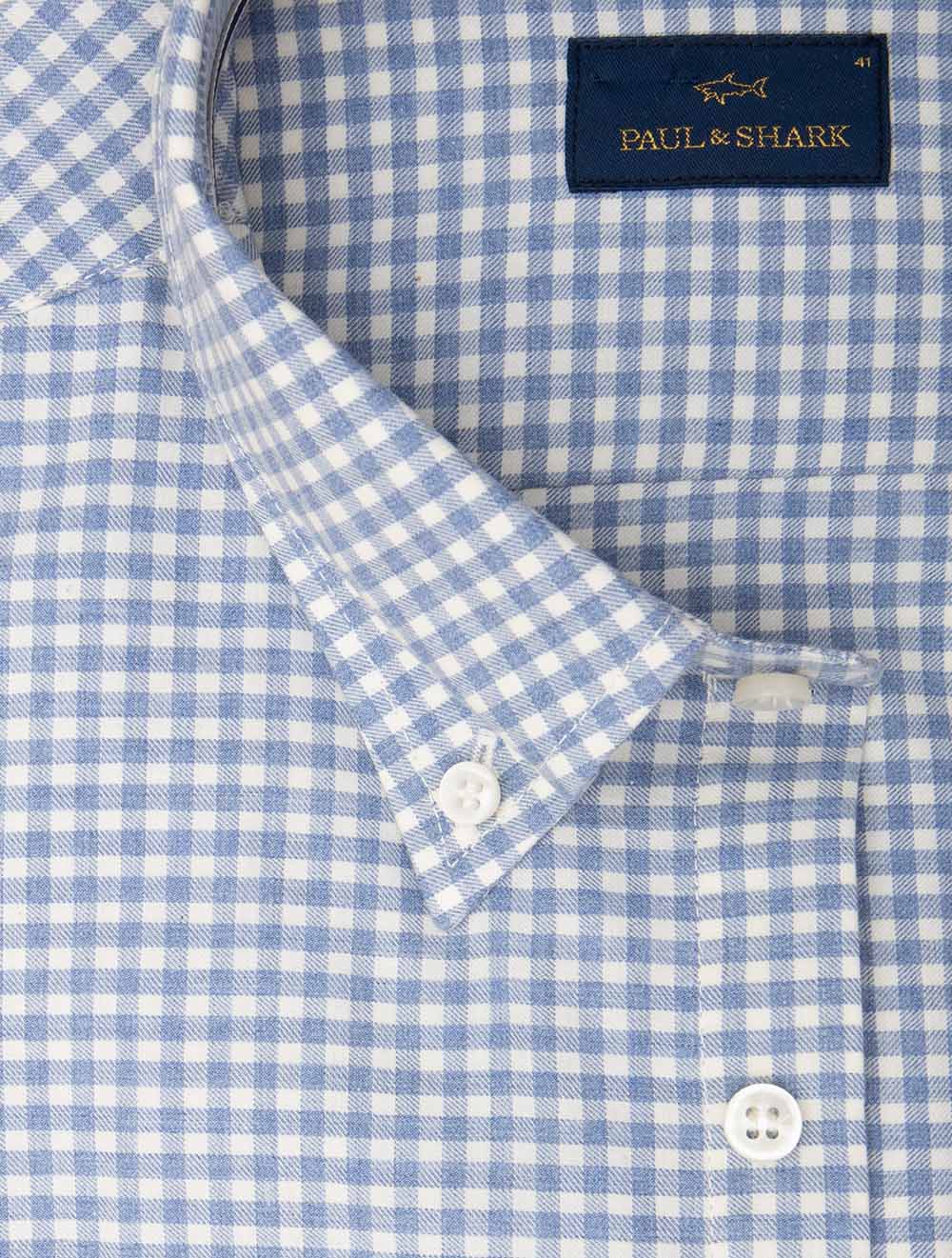 Gingham Check Cotton Shirt Blue