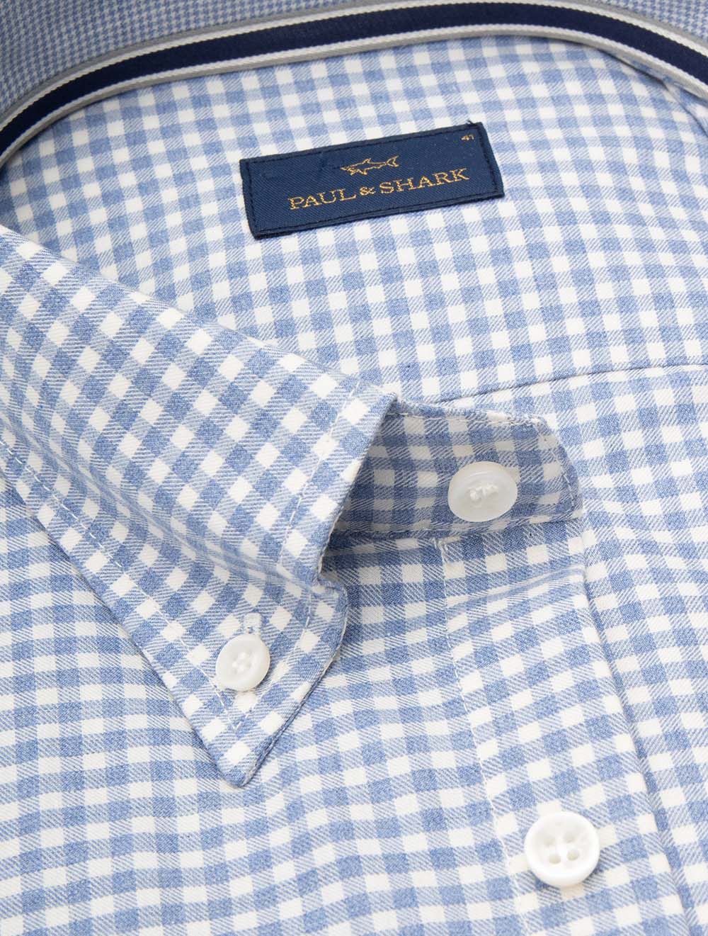 Gingham Check Cotton Shirt Blue