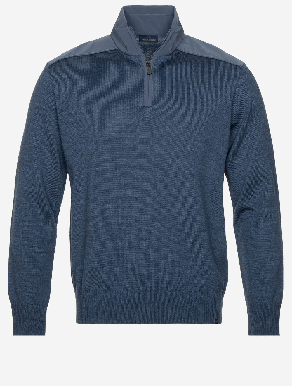 Virgin Wool Half Zip Sweater Blue