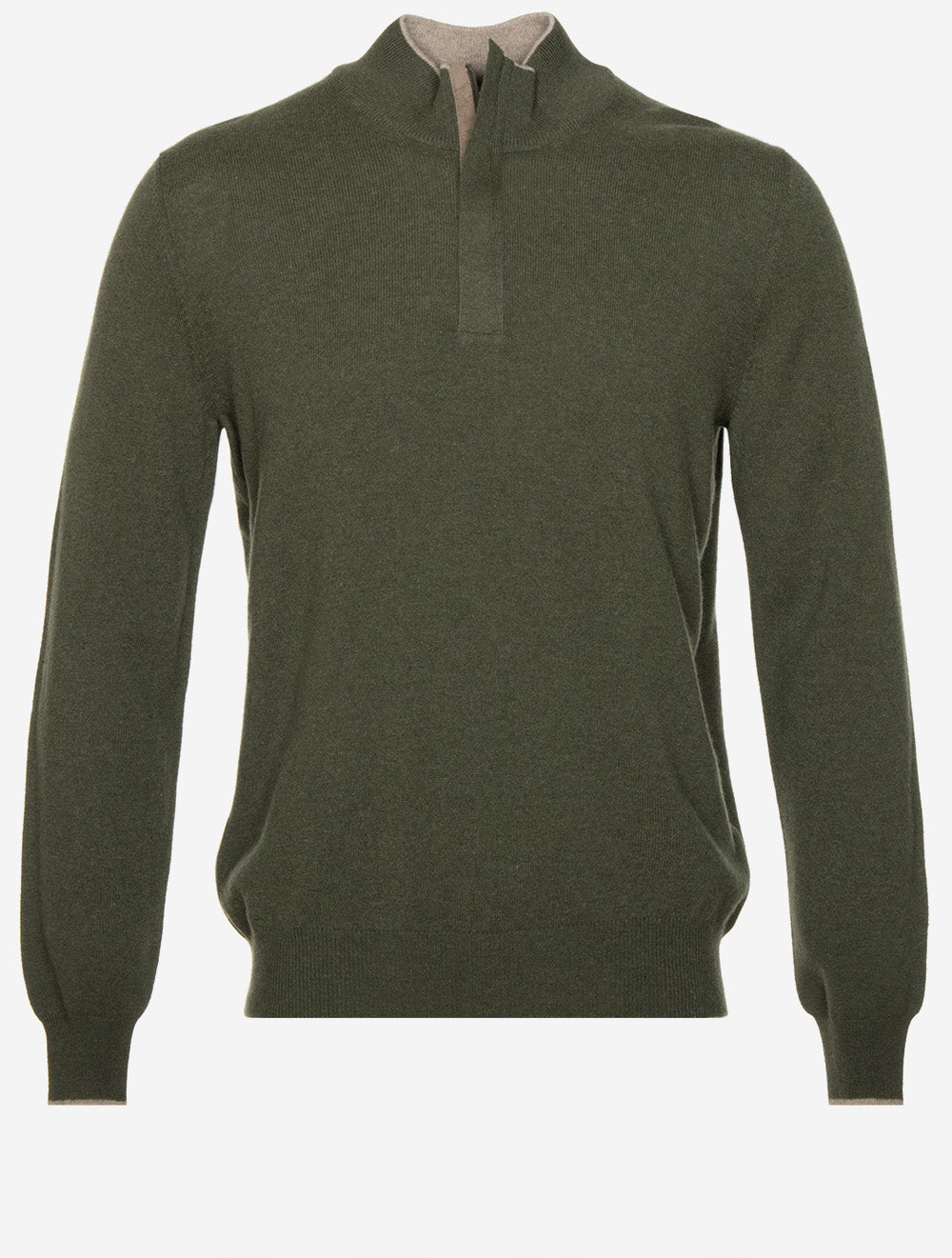 Wool And Cashmere Half Zip Green