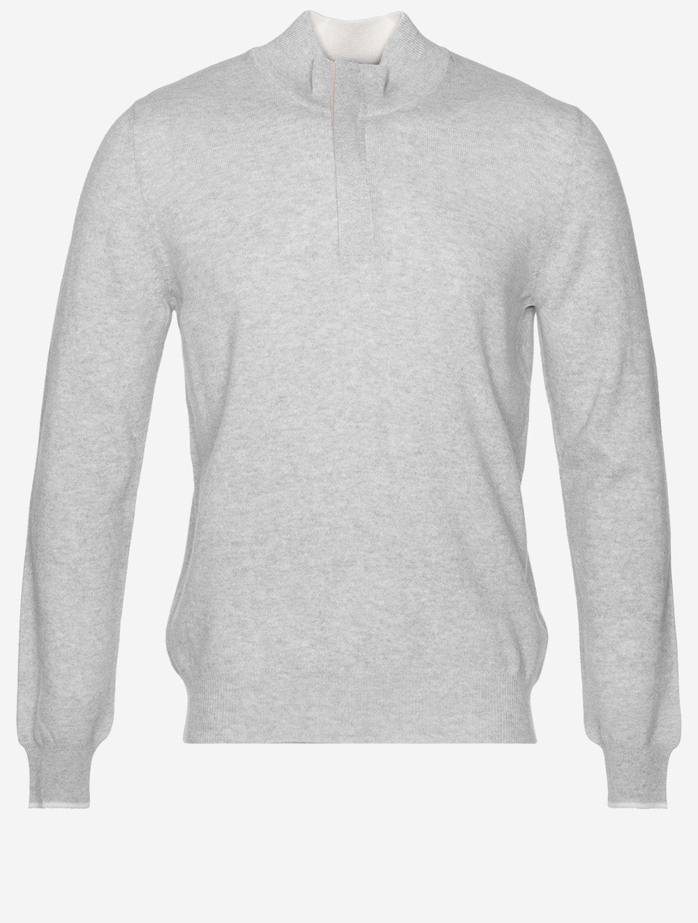Wool And Cashmere Half Zip Grey