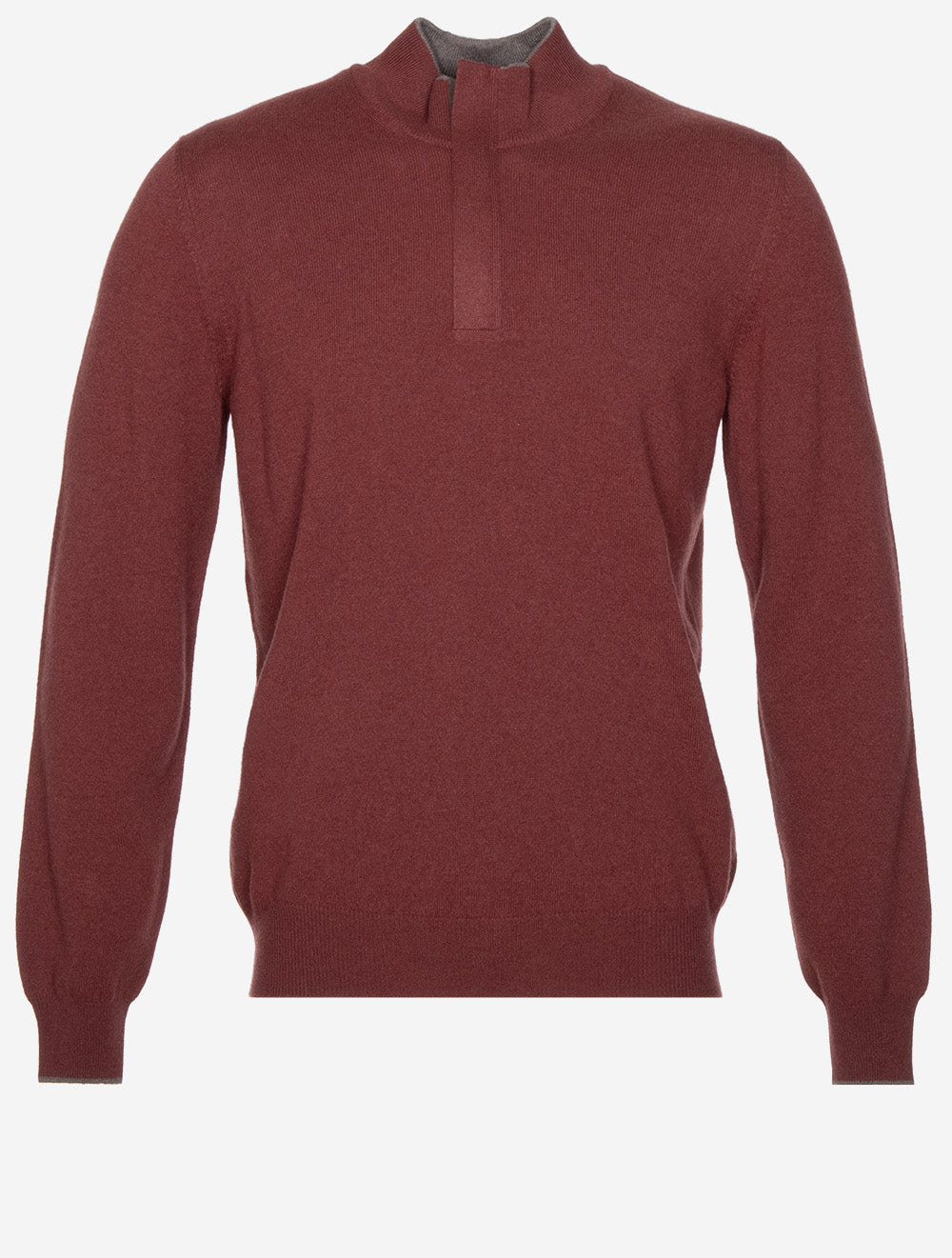 Wool And Cashmere Half Zip Red
