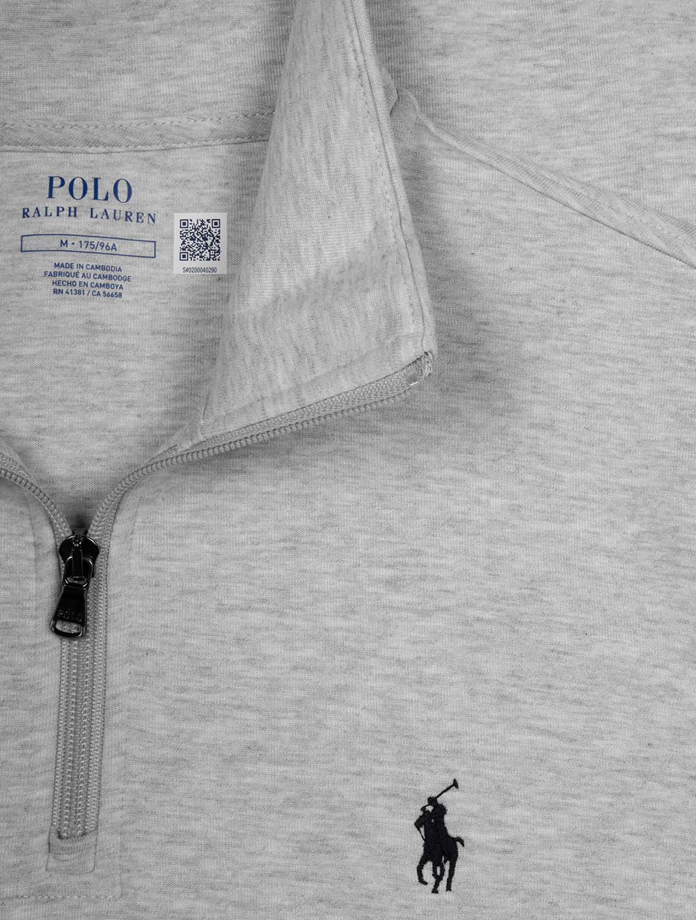Double Knit Quarter Zip Pullover Grey