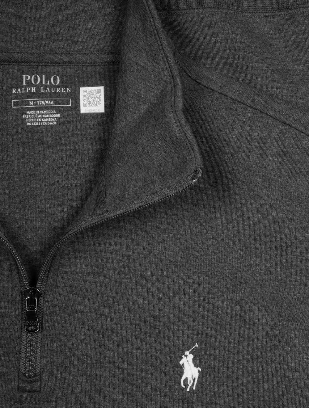 Ralph Lauren Double-Knit Quarter-Zip Pullover Grey Men's